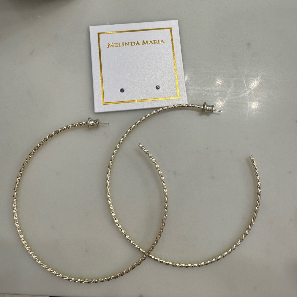 melinda maria twisted hoops 3in